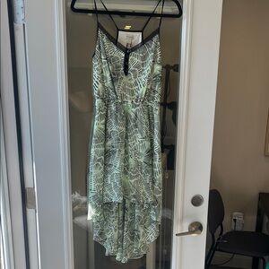 Dynamite Mint & Black Patterned High-Low Dress